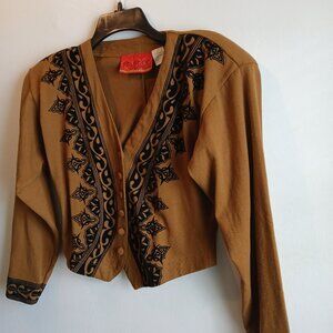 Folette Vintage Vest Jacket Brown & Black Medium